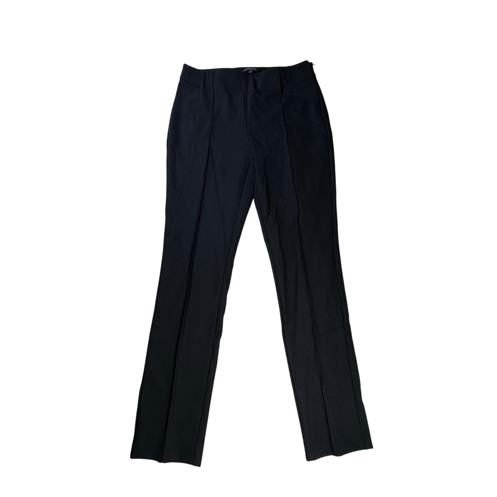 Lafayette 148 Gramercy Black Pintuck Slim Leg Pants Size 4 Side Zip Chic Career